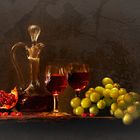 Wine, grapes and pomegranate