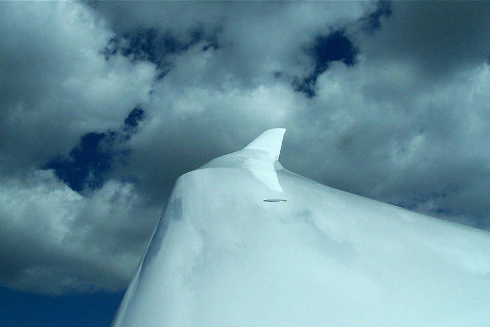 Wing under the clouds