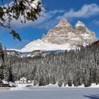 Winter am Misurinasee mit Blick auf den markantesten Gebirgsstock der Sextener Dolomiten,...