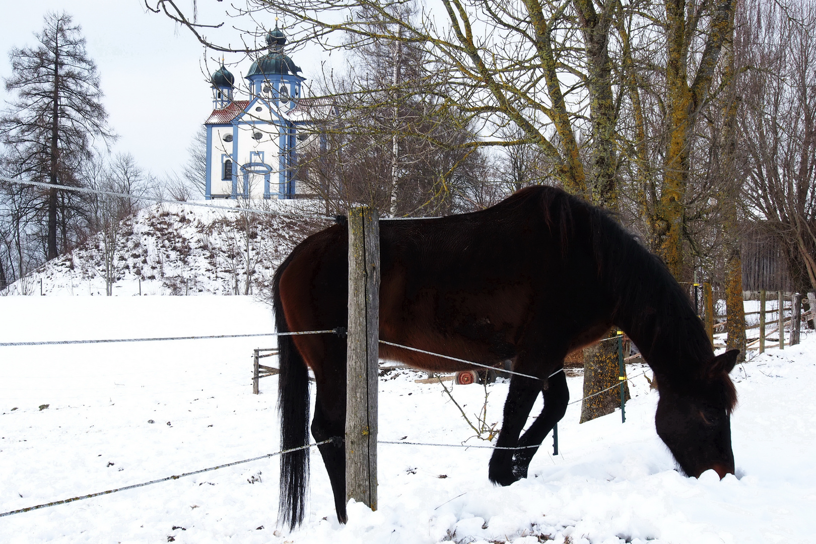 Winter an der Burgstallkapelle in Kissing