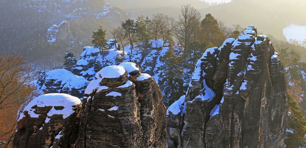 Winter auch auf der Bastei am Morgen gesehen...