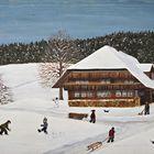 Winter  Bernerbauernhaus  -  Naive Malerei