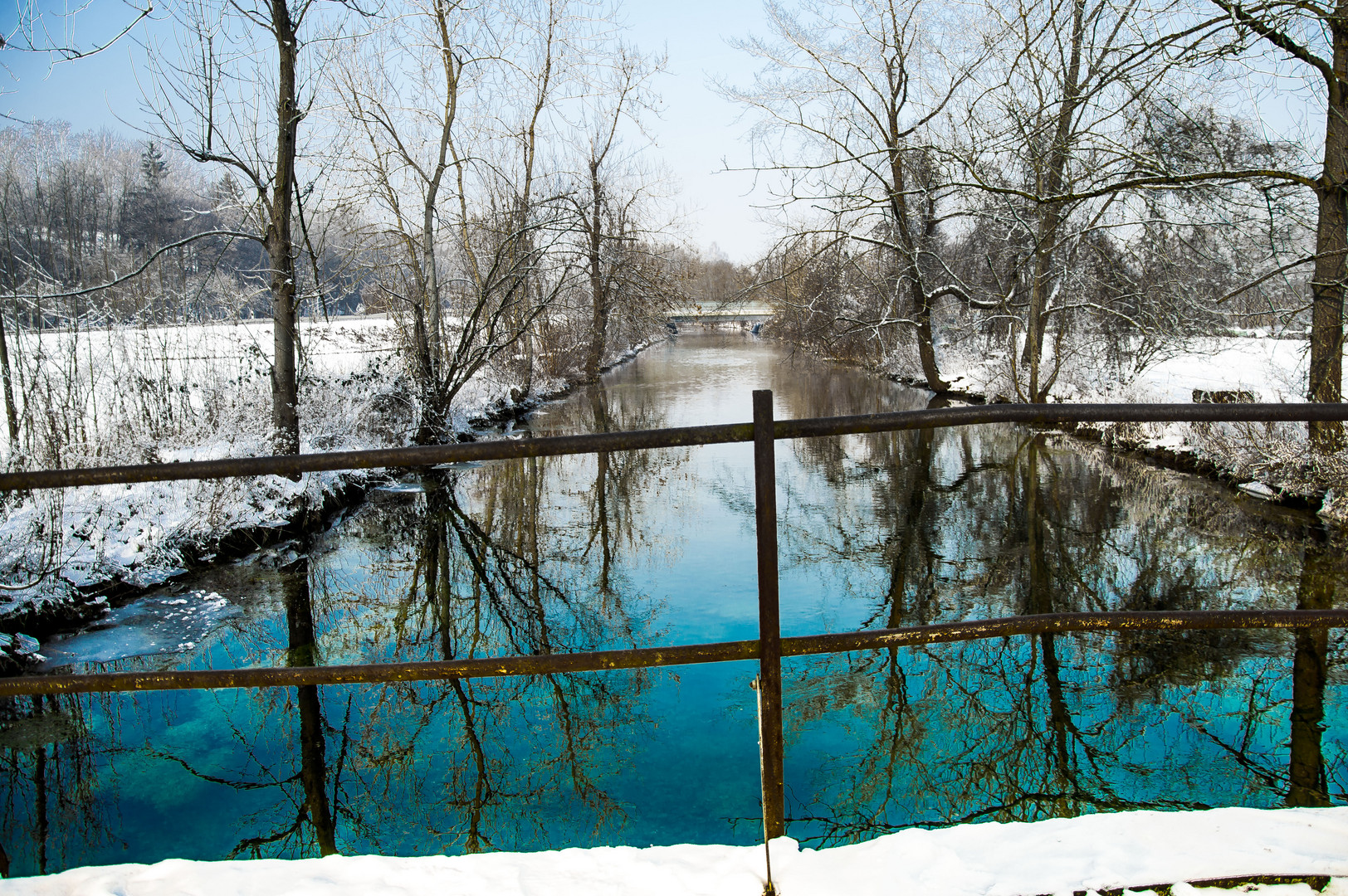 Winter Landschaft Januar 2017 - Fluss Brenz