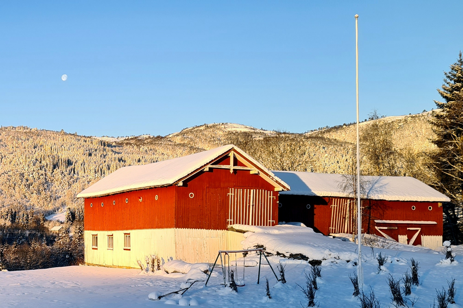 Winter morning in Norwegian countryside