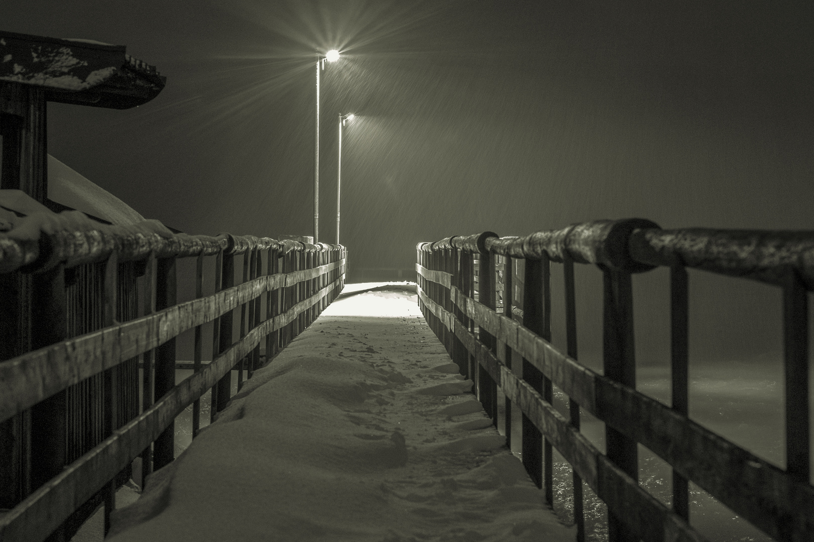 Winter Nacht am Steg 