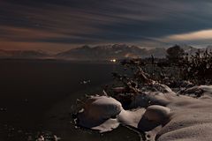 Winter night at the lake