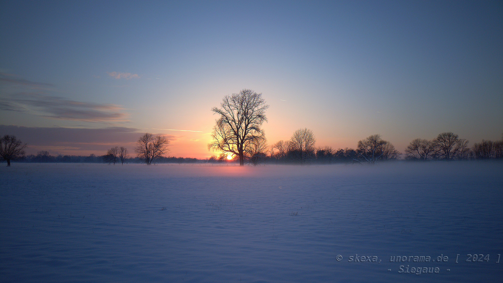 Winter-Sonnenuntergang in der Siegaue - Troisdorf