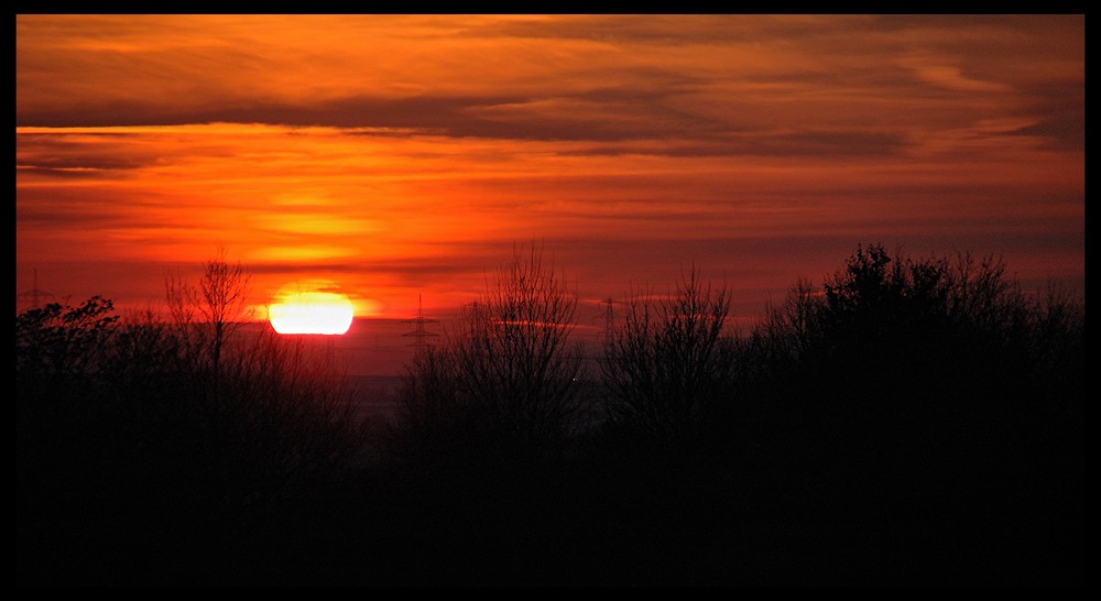 winter sundown silhouettes