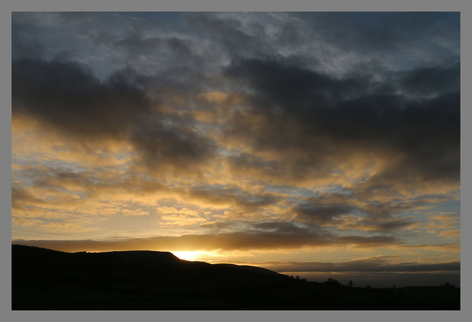 winter sunset on the simonside hills Northumberland