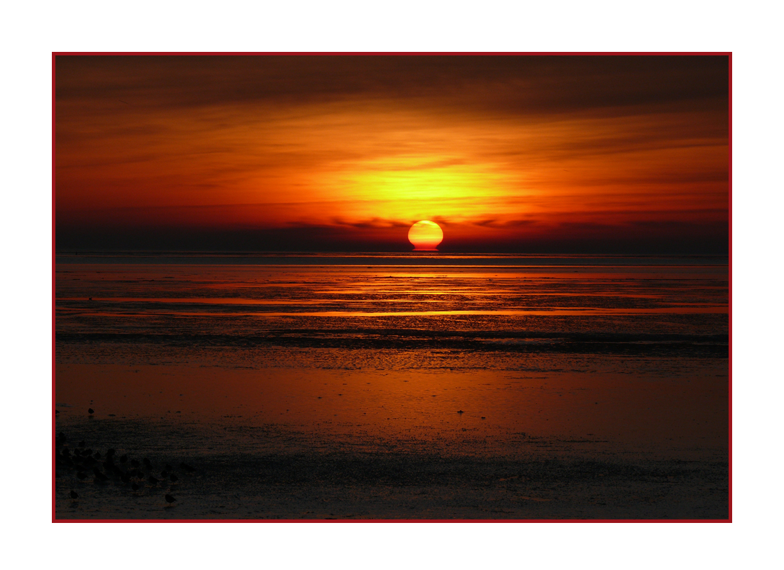 Winter sunset over the wadden sea...