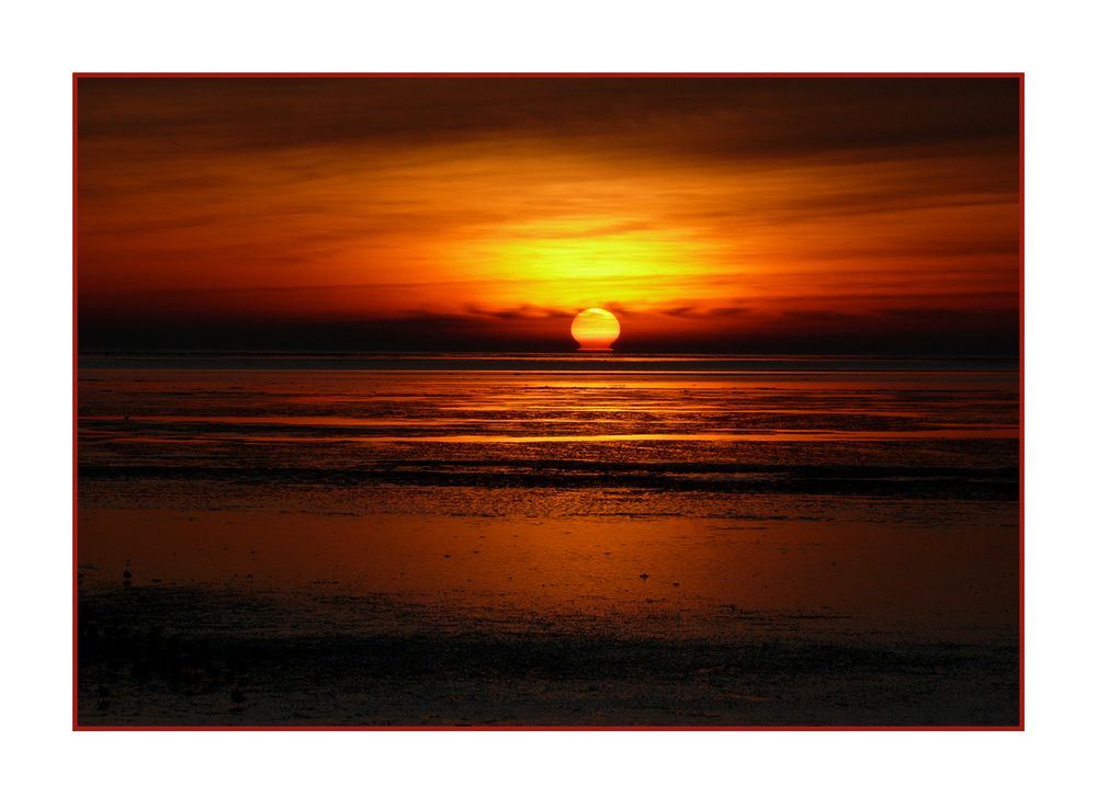 Winter sunset over the wadden sea...