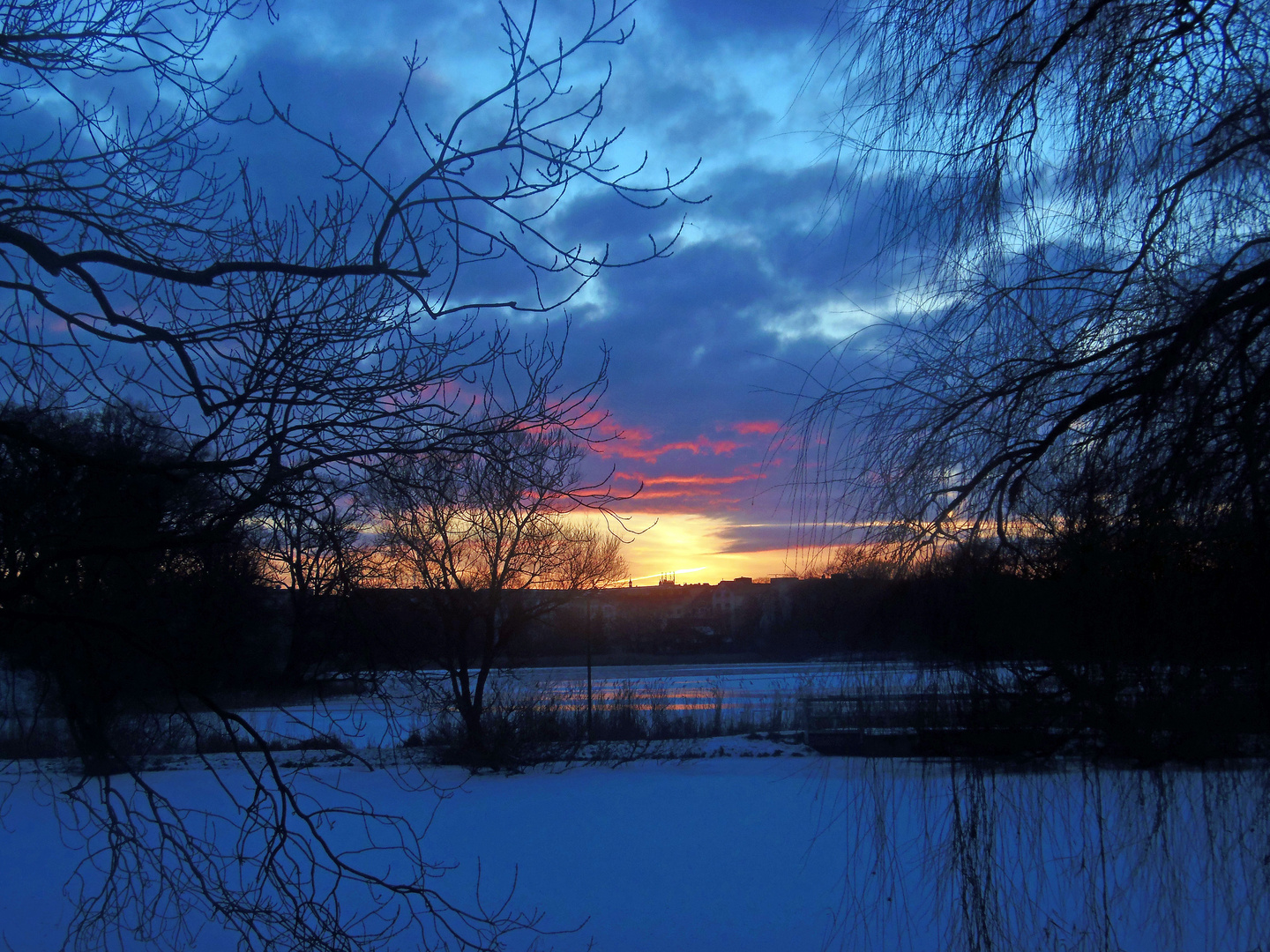 Winterabend am Knieperteich