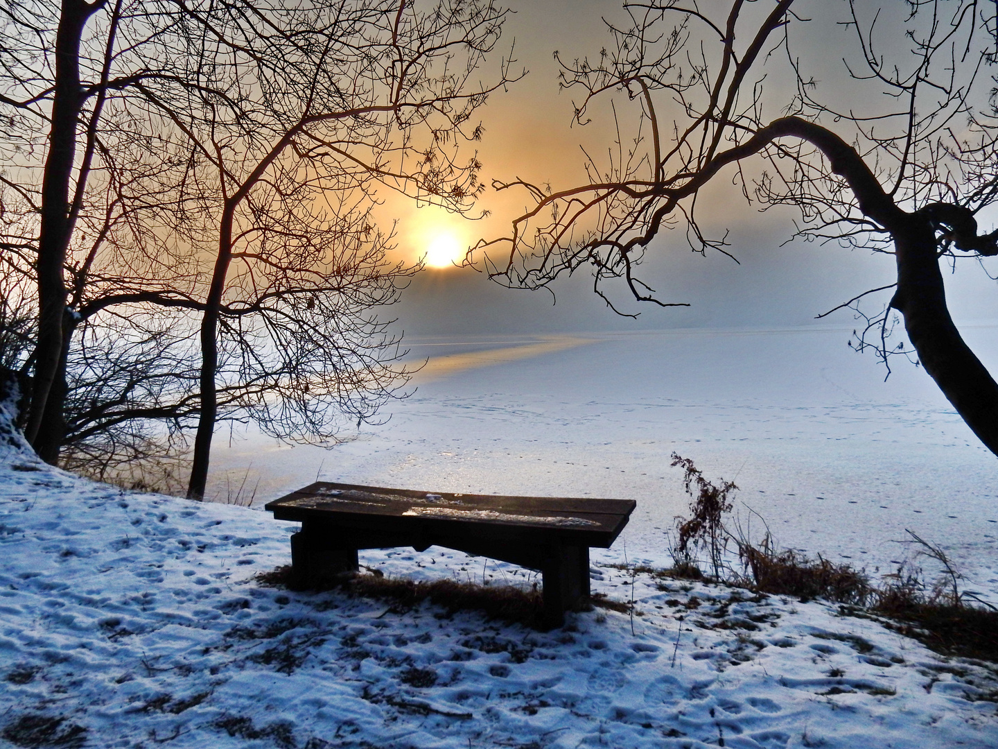 Winterabend Am Stausee Foto Bild Jahreszeiten Winter Natur Bilder Auf Fotocommunity