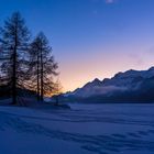 Winterabend am zugefrorenen Silsersee