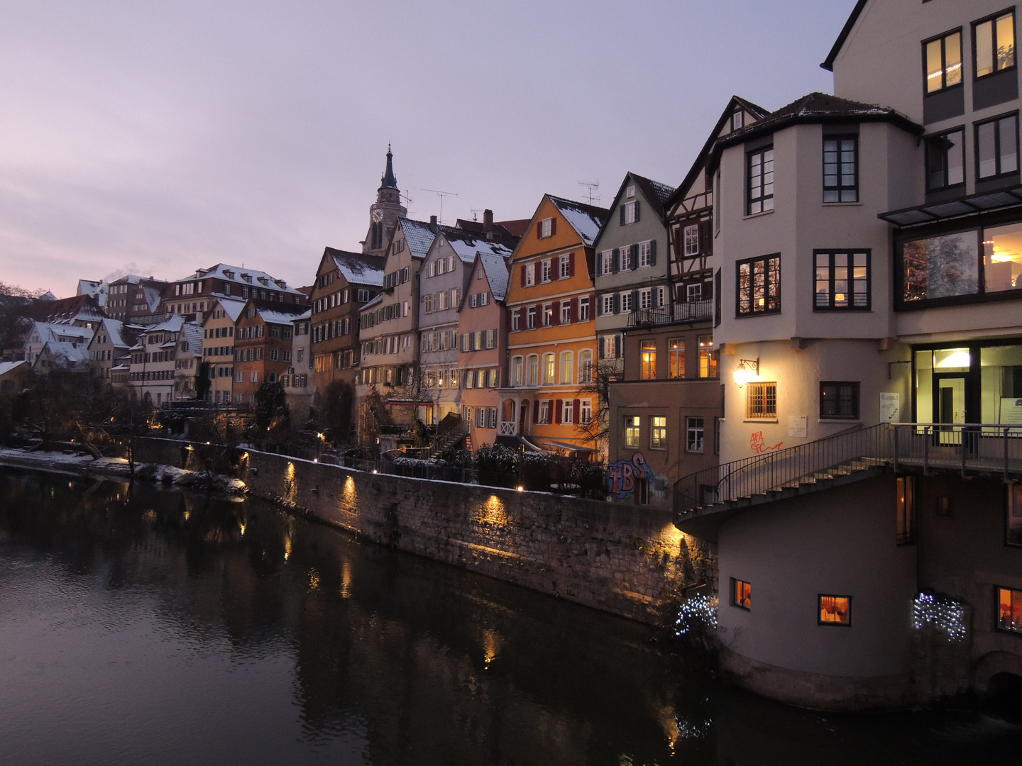 Winterabend an der Neckarbrücke