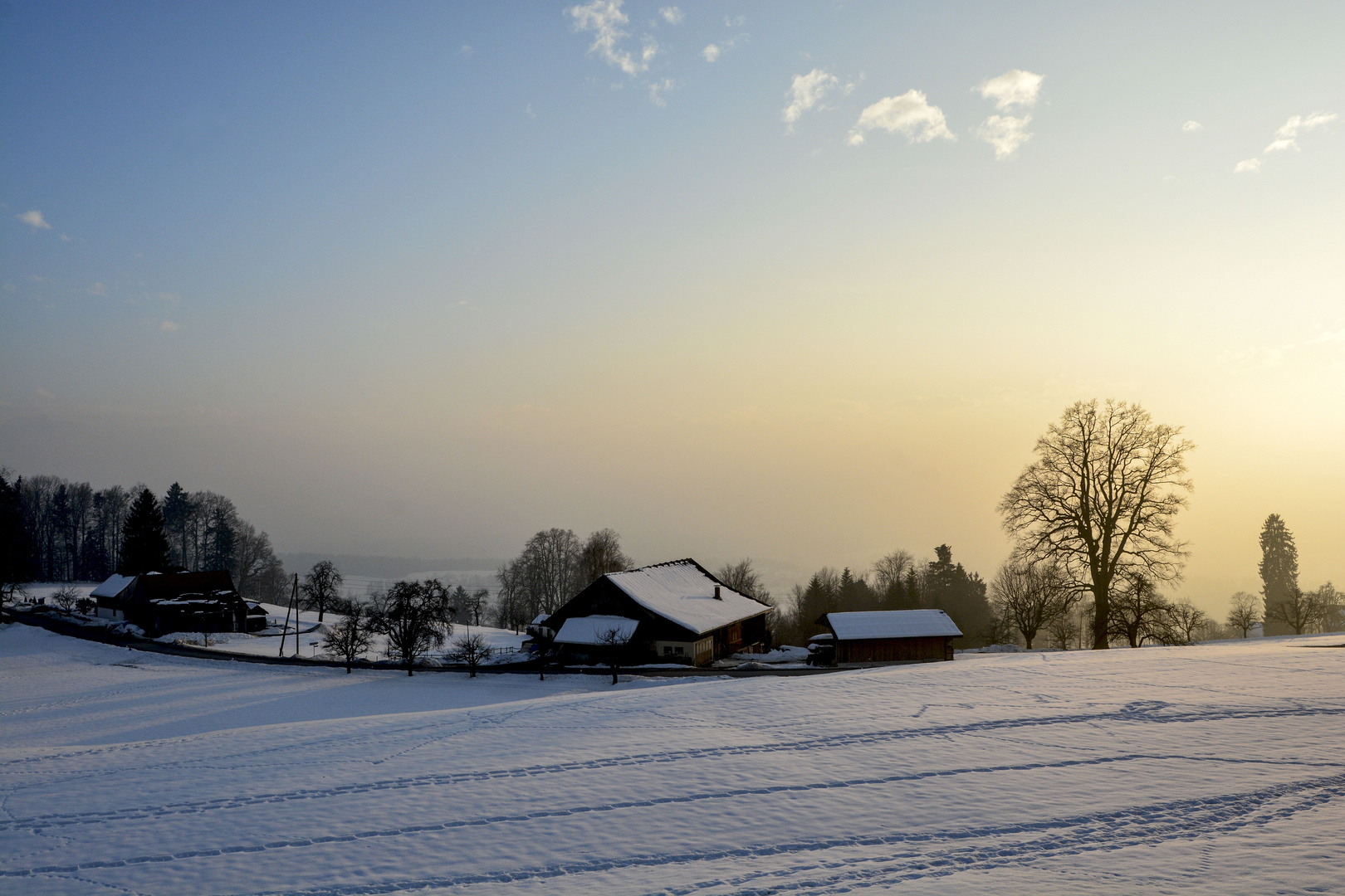 Winterabend auf dem Hasenstrick, Züri-Oberland