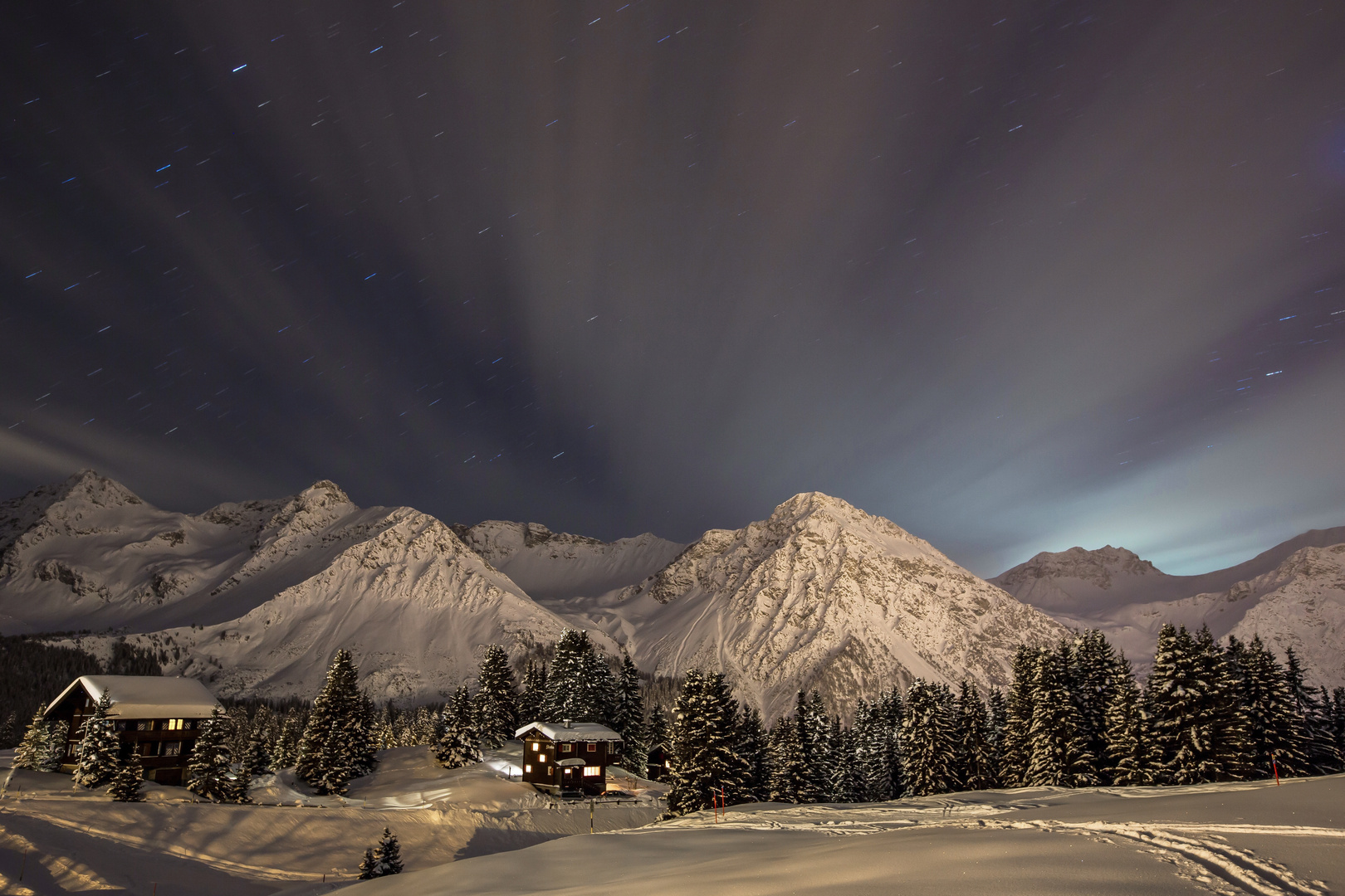 Winterabend in den Bergen