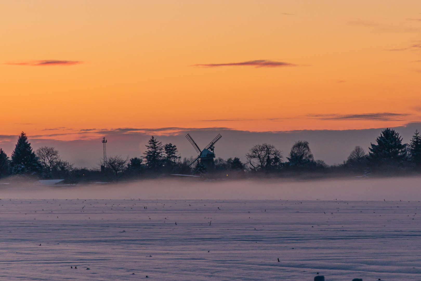 Winterabend vor den Toren Grevesmühlens