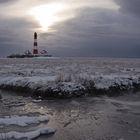 Winterabend vor Westerhever Leuchturm