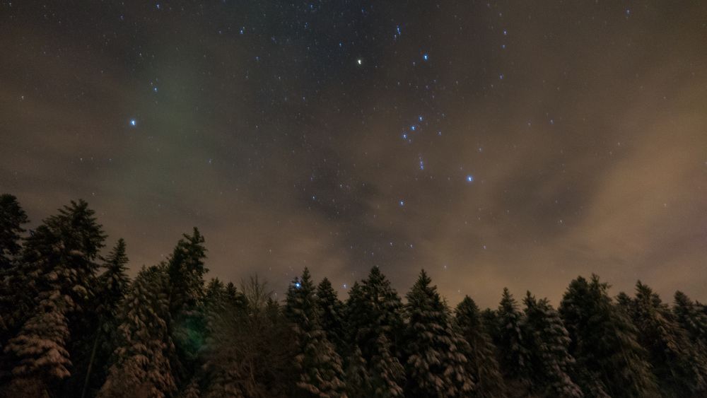 Winterabendhimmel mit Sternenklarenhimmel
