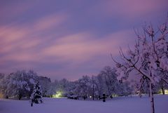 Winterabendhimmel über dem Wertwiesenpark in Heilbronn