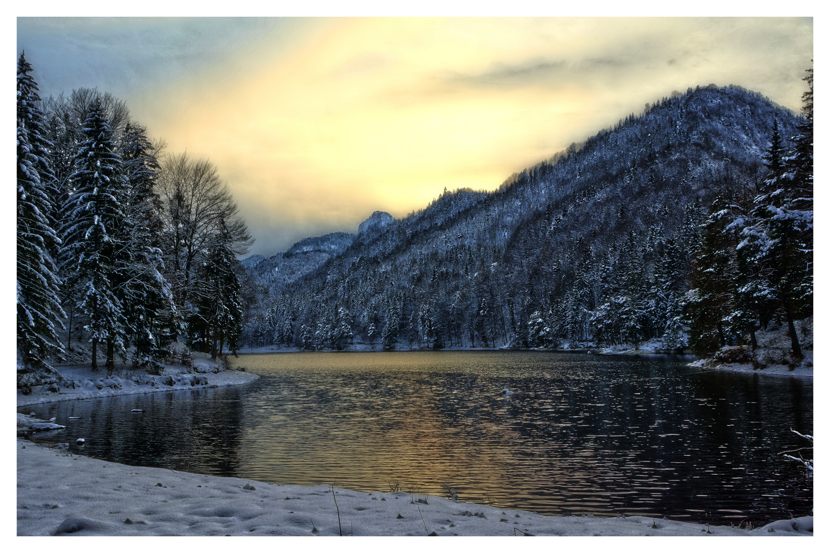 Winterabendstimmung am Hechtsee