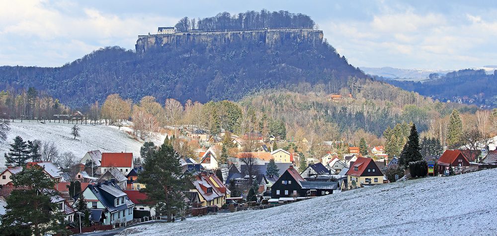 Winterabschied in Pfaffendorf und von der Festung Königstein