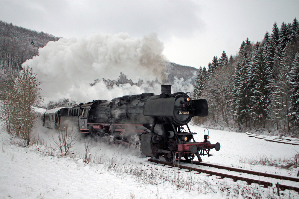 Winterbilder mit Dampflok Baureihe 50