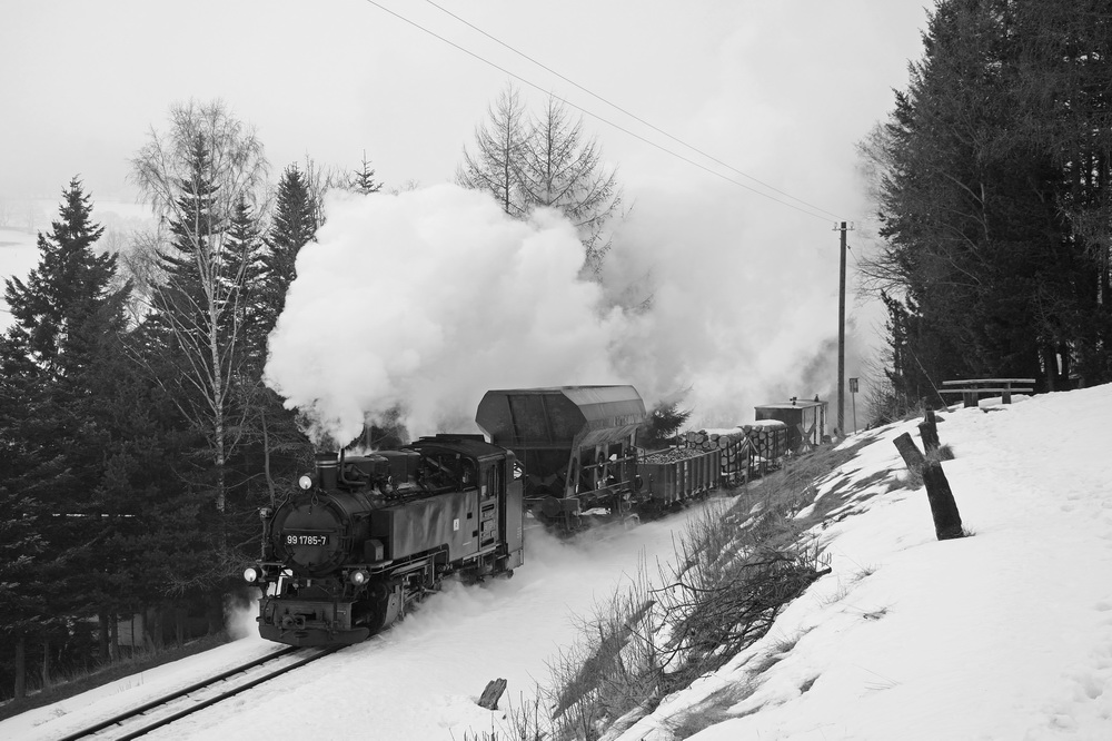 Winterdampf im Erzgebirge