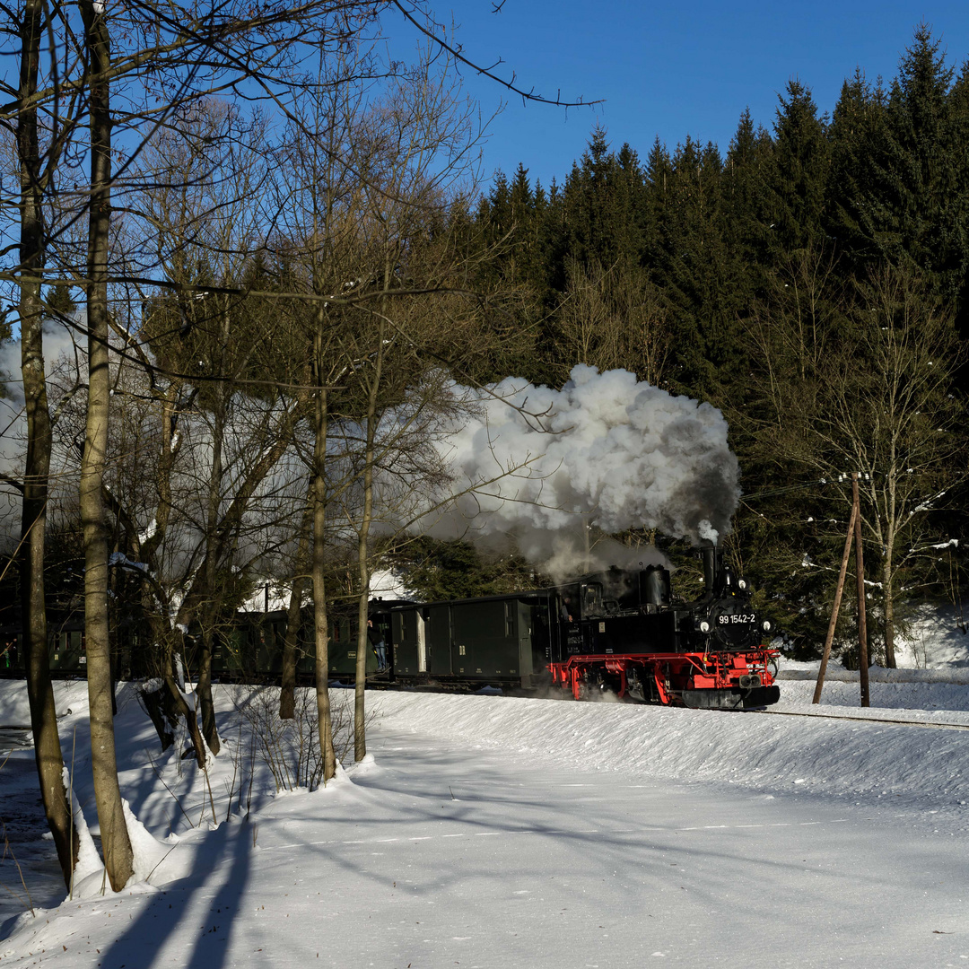 Winterdampf im Preßnitztal