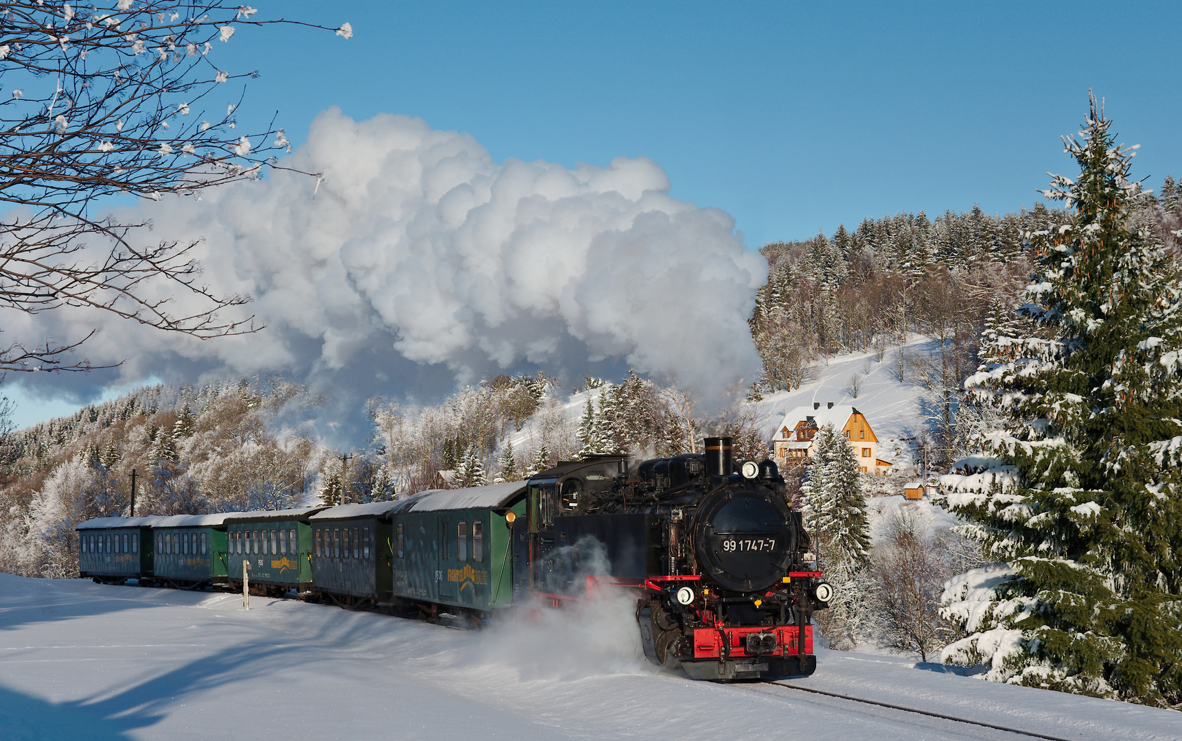 Winterdampf in Erzgebirge