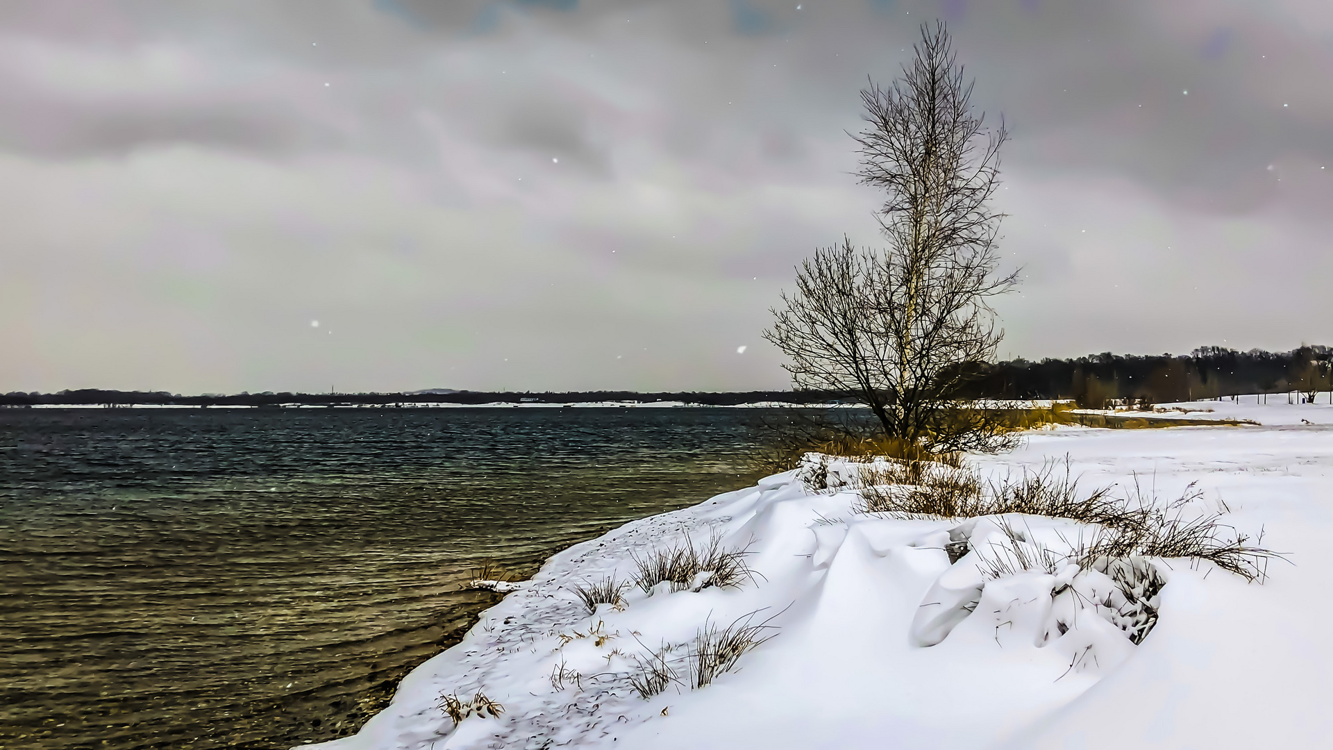 Wintereinbruch am Cospudener See