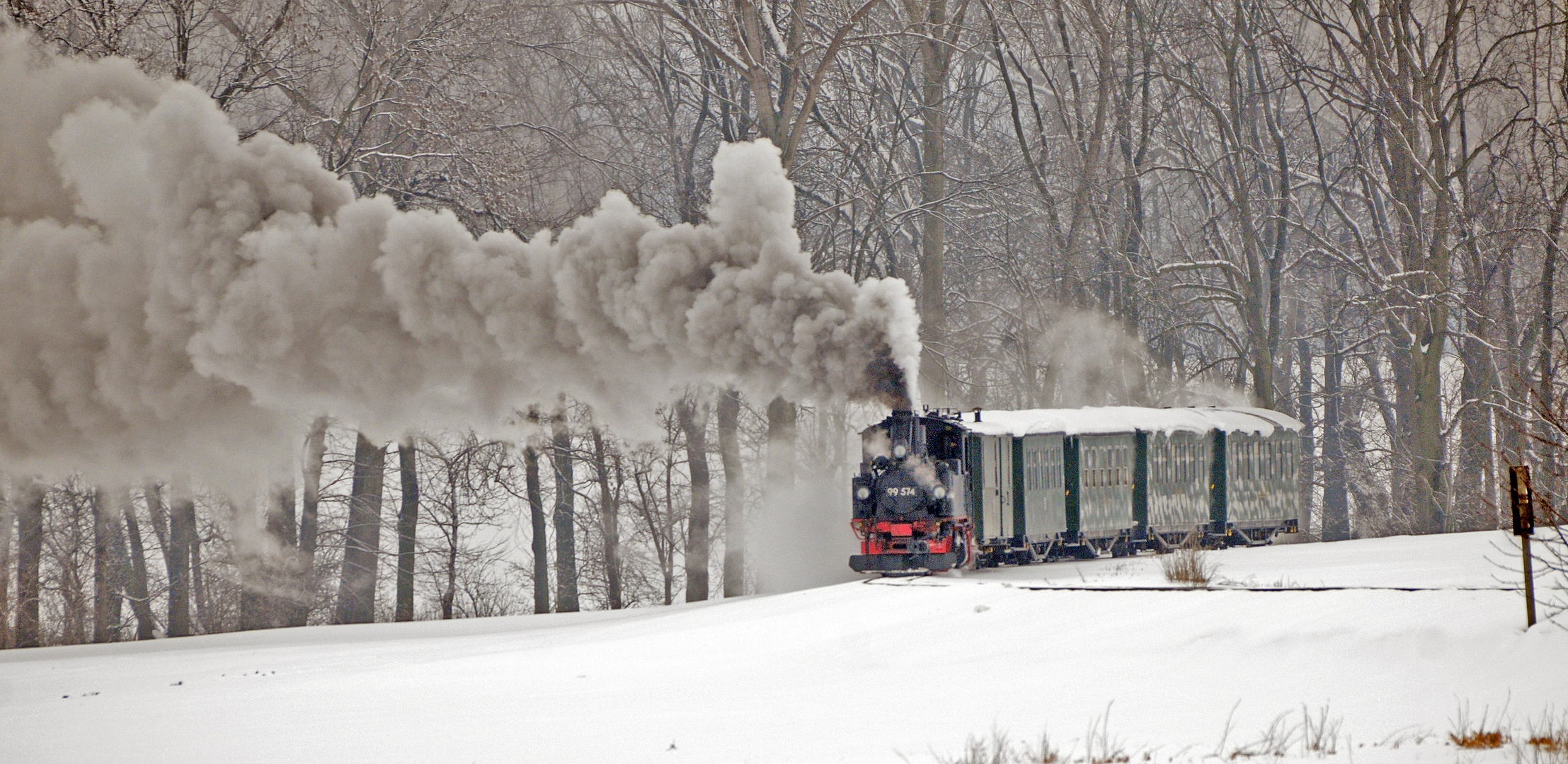Winterfahrten der Döllnitzbahn mit dem Wilden Robert von Oschatz nach Mügeln im Februar 2013