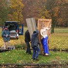 Winterfestmachung  der Venus von Capua im Branitzer Park bei Cottbus