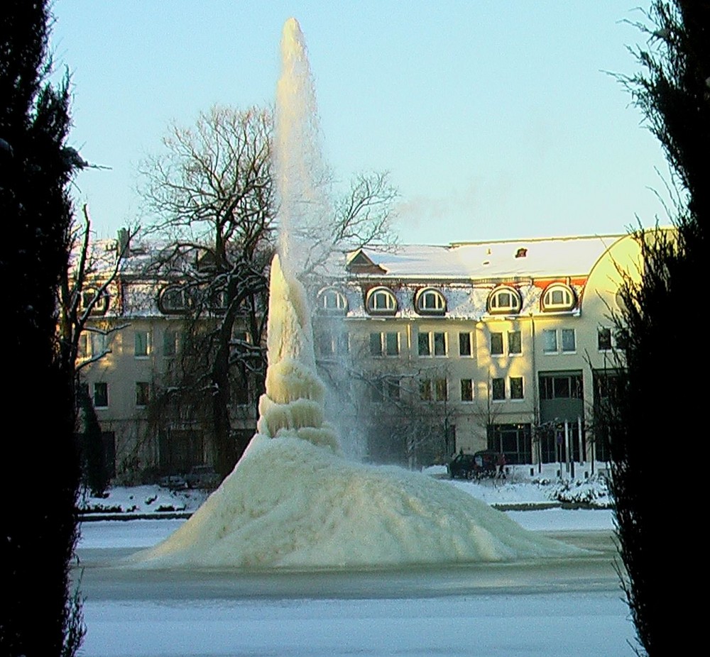 Winterfontäne in Kurort Bad Schmiedeberg