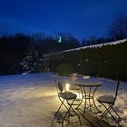 "Wintergarten" mit blauer Stunde und UFO