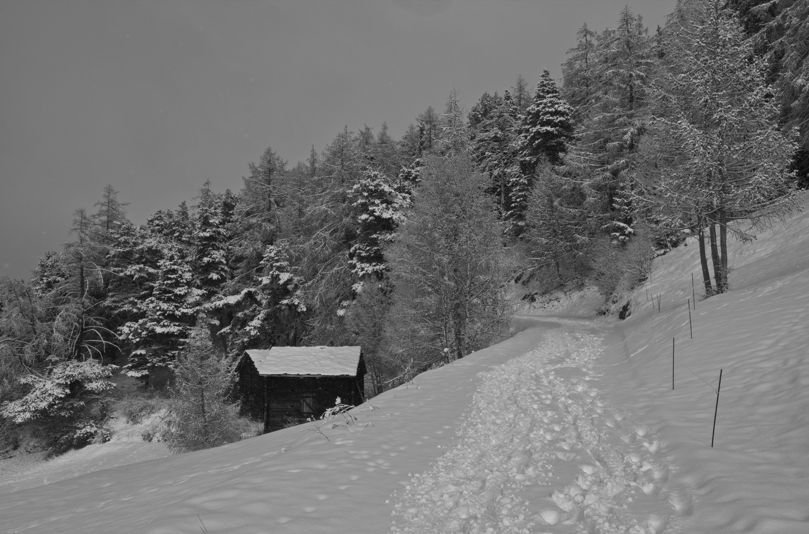 Winteridylle, für einmal monochrom gesehen