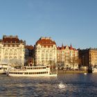 Winteridylle im Hafen vor Strandvägen in Stockholm