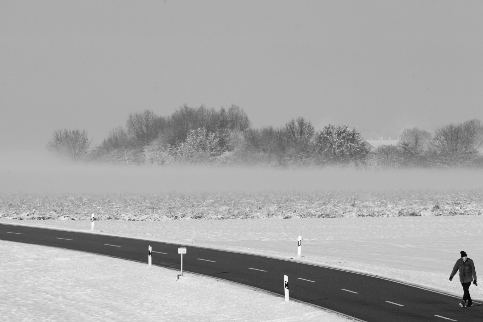 Winterimpression mit Spaziergänger