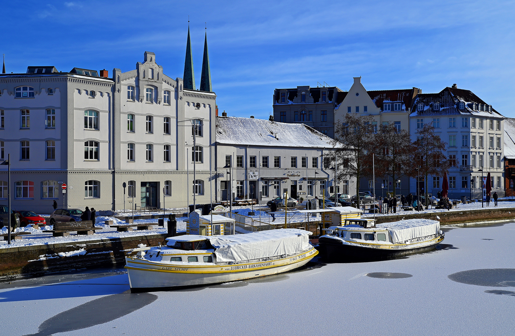 Winterimpressionen an der Ober und Untertrave in Lübeck