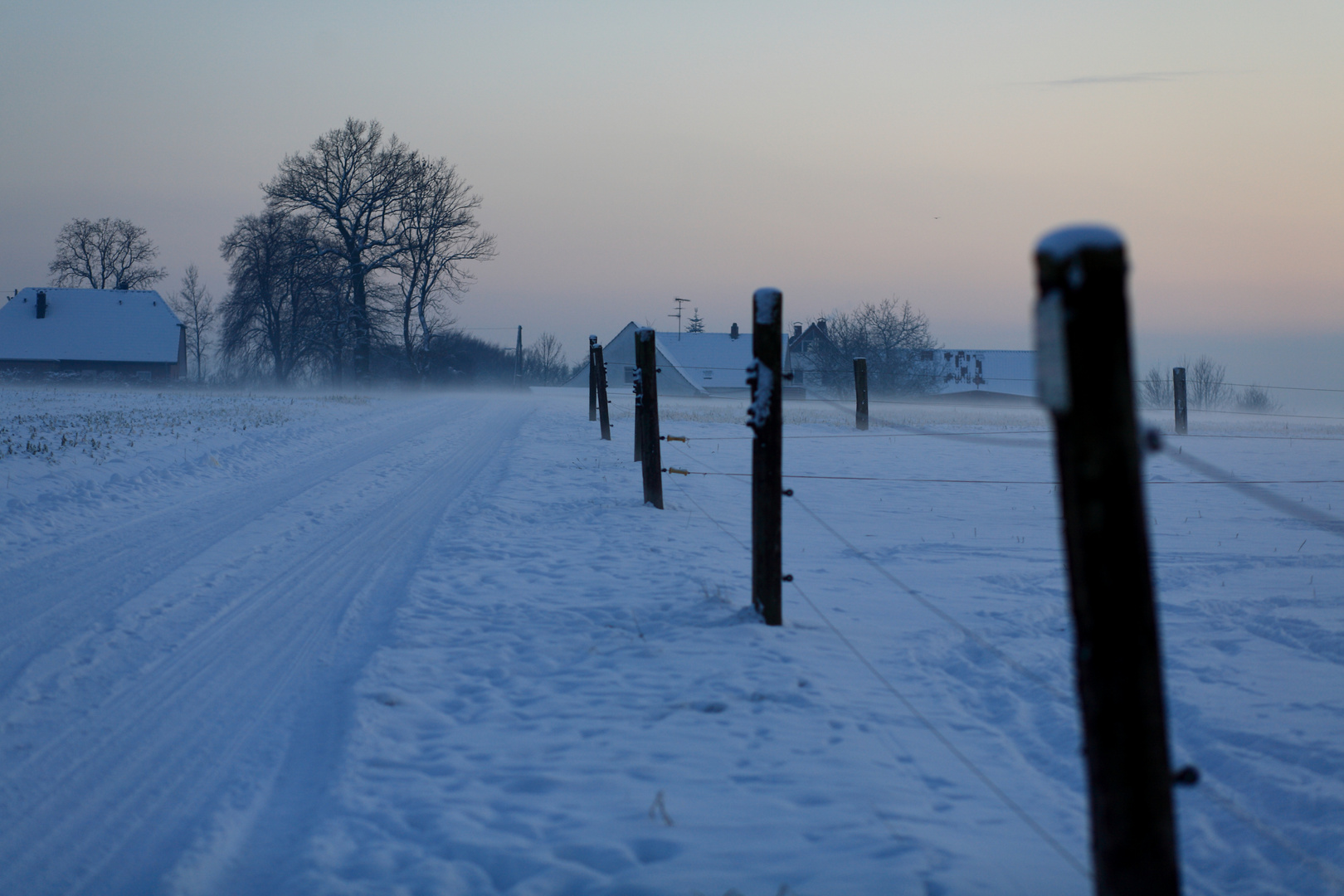 Winterlandschaft am ende des Tages