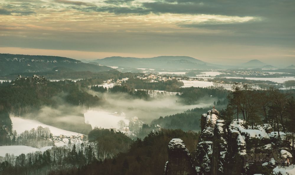 Winterlandschaft an der Bastei