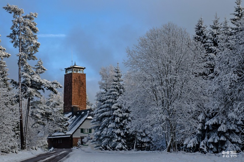 Winterlandschaft auf dem Fohrenbühl im Schwarzwald.