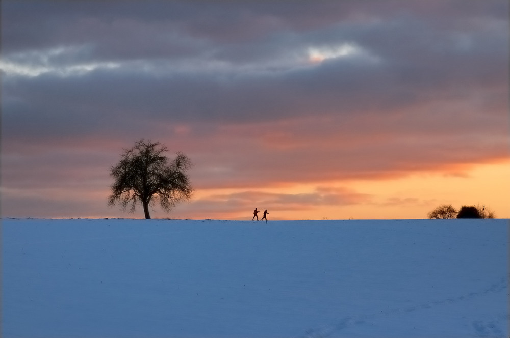 Winterlandschaft bei Sonnenuntergang