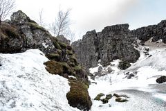 Winterlandschaft im Nationalpark Þingvellir (Thingvellir) 