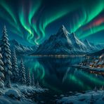 Winterlandschaft in Lappland mit Aurora borealis