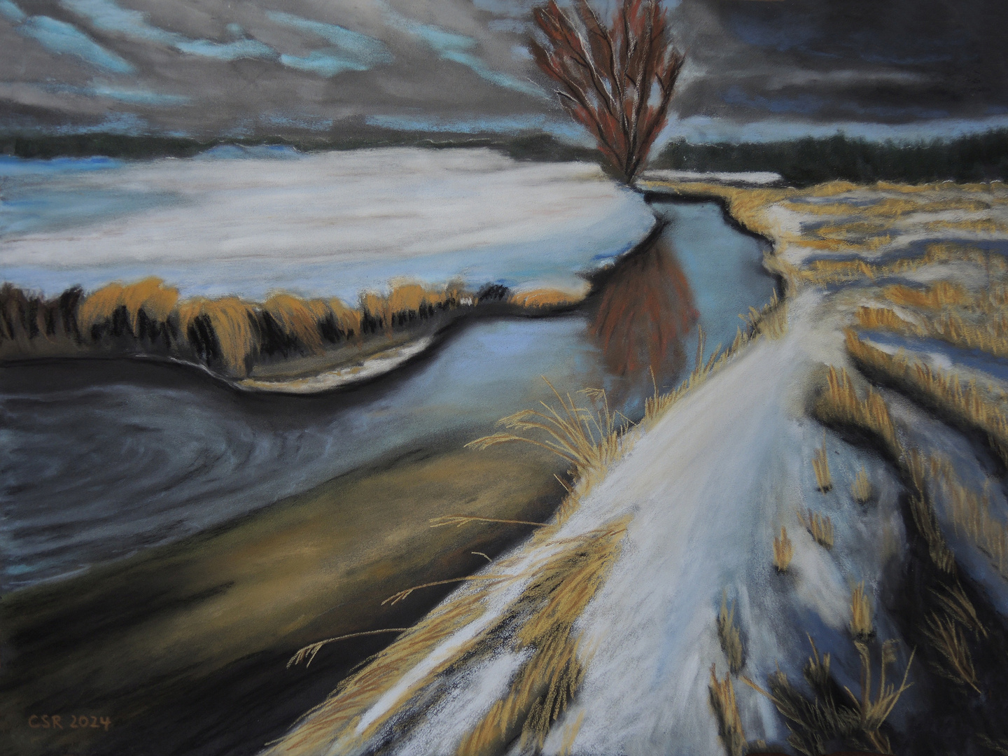 Winterlandschaft - in Pastell gezeichnet