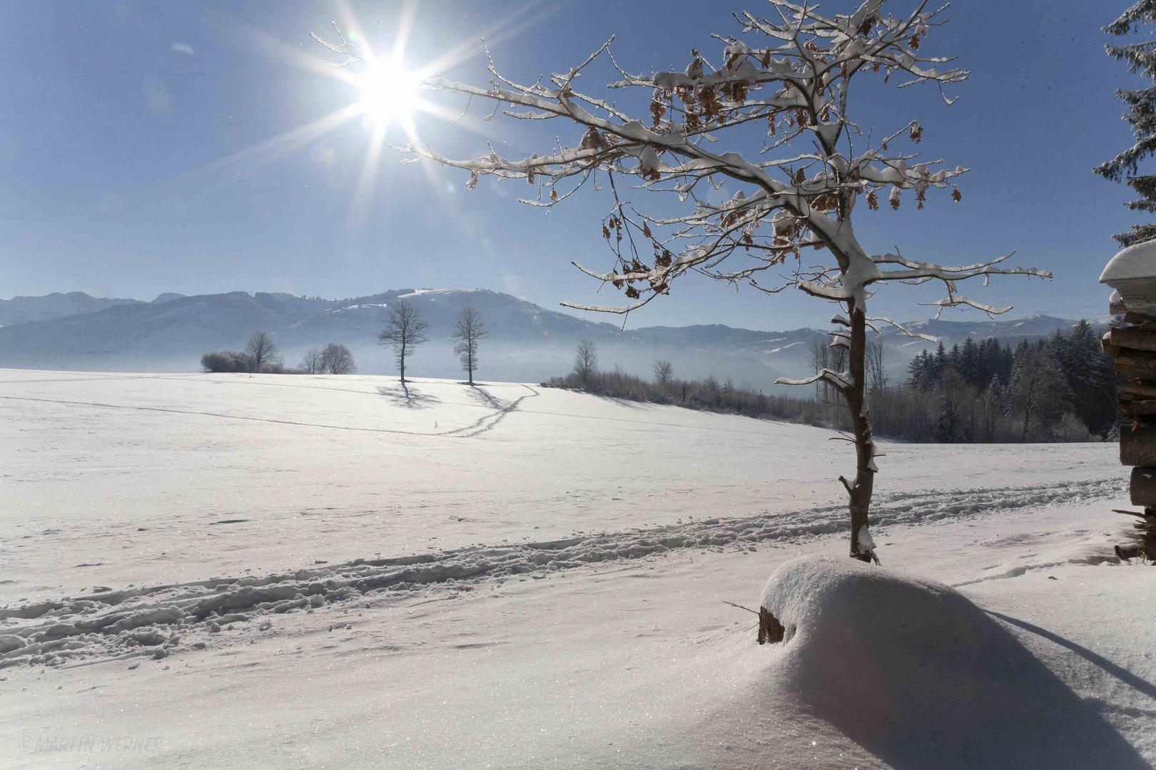 Winterlandschaft in Plasselb, Schweiz