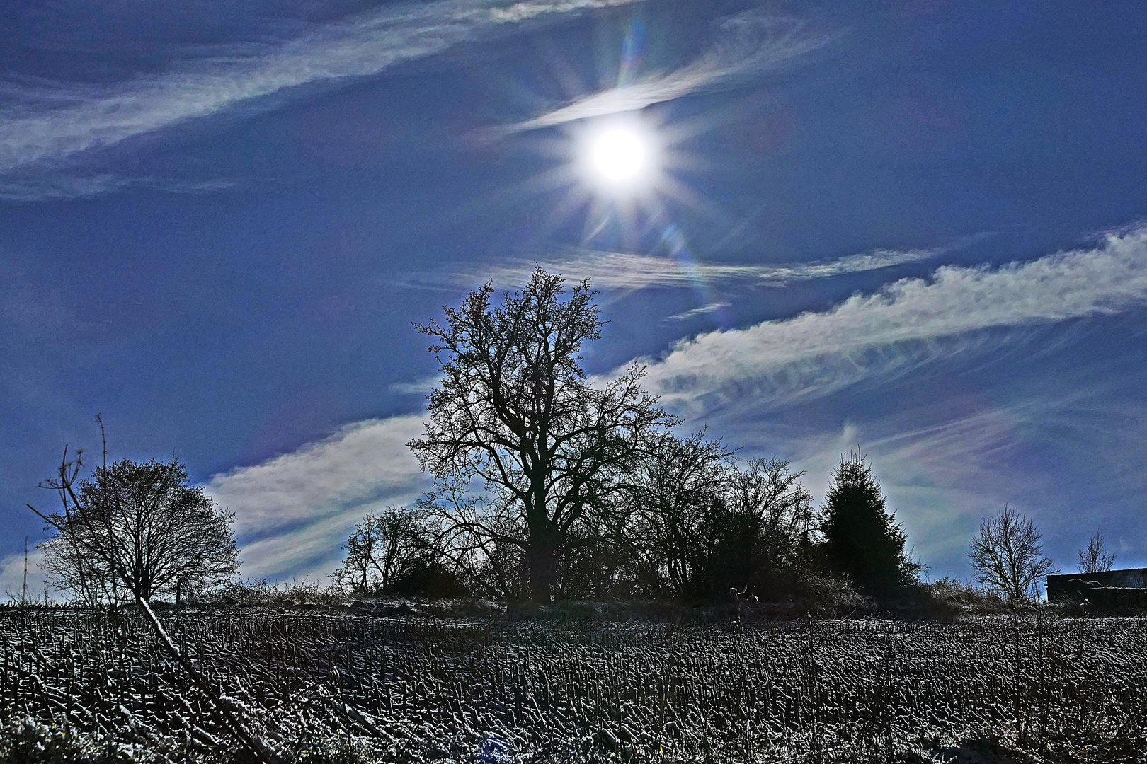 Winterlandschaft mit Sonne