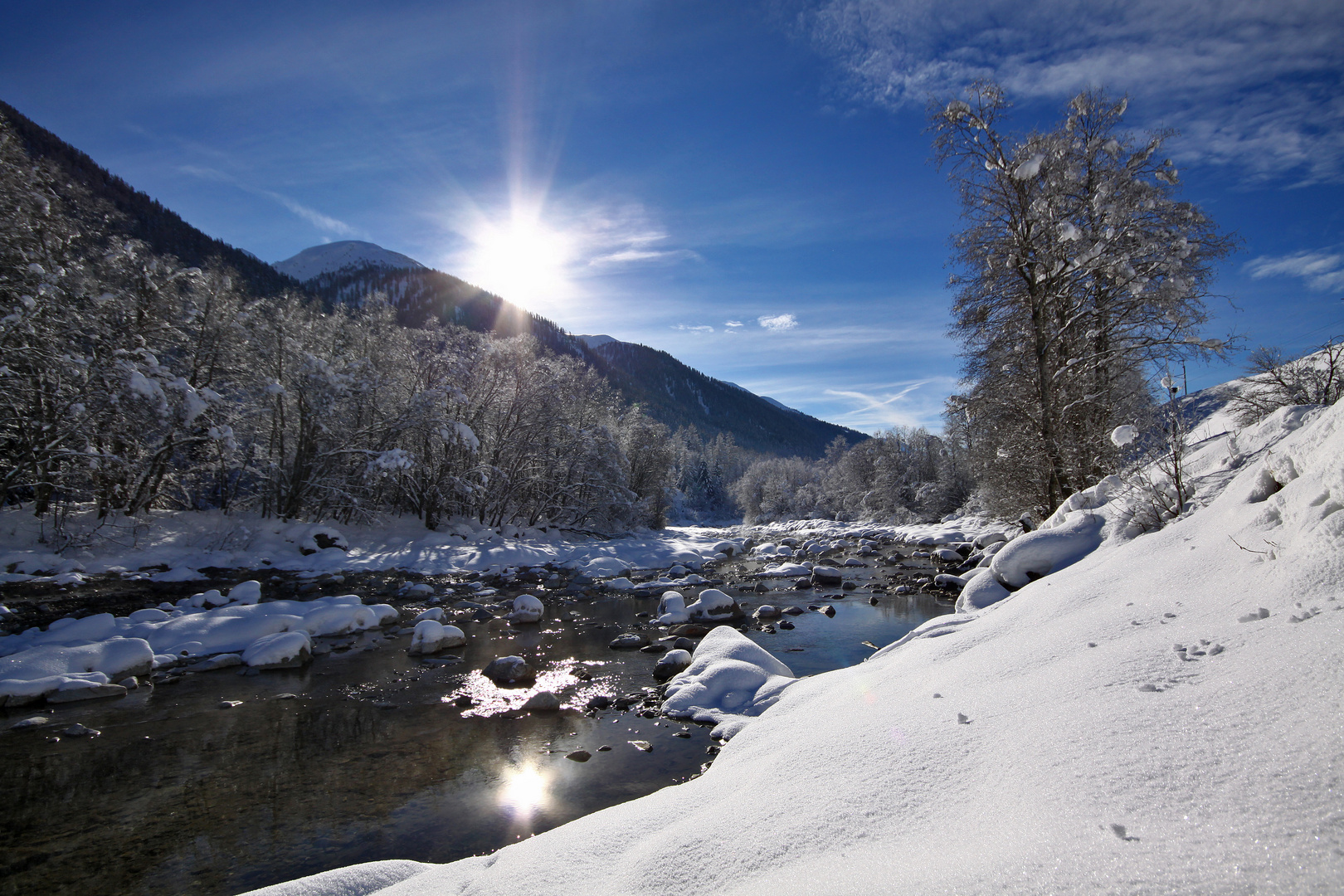 Winterlandschaft Rhone